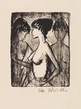 Otto Mueller, Mädchen-Halbakt im Profil (vor einem Bild), 1922, Lithograph