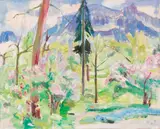 Maria Caspar-Filser, Blick auf den Riesenkopf, Wohl um 1962, Oil on canvas