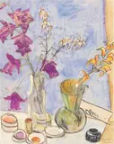 Glockenblumen (Blumen) by Erich Heckel, 1922/23, Watercolor, sold Dec 2017