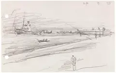 Hochseeschlepper by Lyonel Feininger, 1925, Pencil drawing, sold Dec 2017