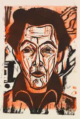 Selbstportrait by Ernst Ludwig Kirchner, 1926, Woodcut in colors, sold Dec 2017