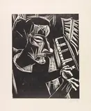 Karl Schmidt-Rottluff, Frau am Klavier, 1923, Woodcut