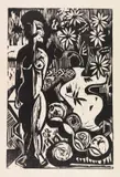 Stilleben mit Plastik by Ernst Ludwig Kirchner, 1925, Woodcut, sold Dec 2017