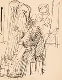 Harfenspieler by Ernst Ludwig Kirchner, Um 1916, Pen and India ink drawing, sold Dec 2017