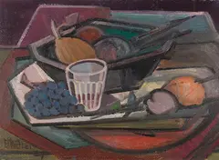 Emil Maetzel, Stillleben mit Wasserglas, 1927, Oil on fibreboard