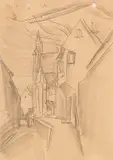 Lyonel Feininger, Strasse in Neubrandenburg, 1922, Pencil drawing