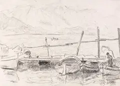 Genfer See by Max Pechstein, Um 1925, Charcoal drawing, sold Dec 2017