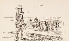 Am Strand by Max Liebermann, Wohl um 1910, Pen and India ink drawing, sold Dec 2017