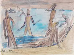 Emil Maetzel, Badende Knaben, 1935, Watercolor