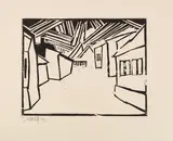 Karl Schmidt-Rottluff, Straße in Sonne, 1912, Woodcut