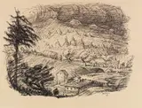 Sturm über Schardenberg (Landschaft im Regen) by Alfred Kubin, 1929, Pen and India ink drawing, sold Dec 2017