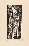 Mann und Frau im Mondschein by Karl Schmidt-Rottluff, 1917, Woodcut, sold Dec 2017