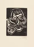 Kopf mit Pfeife by Karl Schmidt-Rottluff, 1918, Woodcut, sold Dec 2017