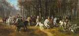 Jan Chełmiński, Große höfische Jagdgesellschaft, 1877, Oil on canvas