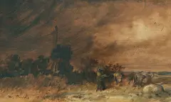 Wiedensahler Bockmühle bei aufziehendem Sturm by Wilhelm Busch, Ca. 1870–1893, Oil on panel, sold Nov 2017