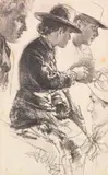 Adolph von Menzel, Studie einer sitzenden Dame mit Hut, Schirm und Geldbörse