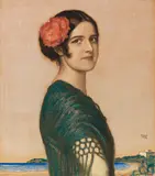 Franz von Stuck, Tochter Mary als Spanierin, 1916, Pastel