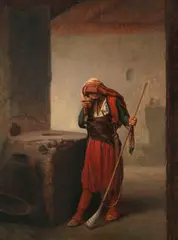 Jean-Léon Gérôme, Arnaute buvant, 1856, Oil on panel