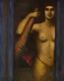 Adolf Frey-Moock, Amazone mit Keule und Köcher, Ca. 1910/20, Oil on canvas