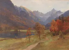 Herbst im Stodertal by Edward Theodore Compton, 1920, Oil on canvas, sold Nov 2017