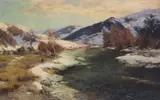 Jacques Matthias Schenker, Schneeschmelze im Engadin - Vorfrühling, Ca. 1900-1920, Oil on canvas