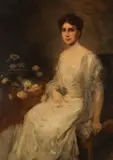 Friedrich August von Kaulbach, Sitzende Dame im weißen Kleid