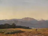 Johann Georg Haeselich, Voralpenlandschaft mit Hirte und Schafsherde, Ca. 1830, Oil on canvas