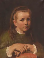 Jakob Grünenwald, Mädchenporträt (Agnes, die Tochter des Künstler), Um 1870, Oil on canvas