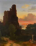 Josef Winkelirer, Romantische Landschaft mit Burg, Ca. 1830/40, Oil on canvas