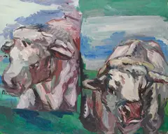 Georg Baselitz, Zwei halbe Kühe, 1968, Oil on canvas