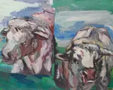 Georg Baselitz, Zwei halbe Kühe, 1968, Oil on canvas