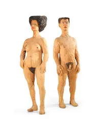 Stephan Balkenhol, Mann und Frau, 1983, Wooden sculpture