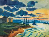 Max Pechstein, Sonnenuntergang (Lebastrom), 1925, Watercolor