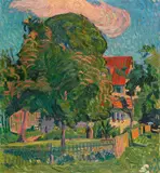 Landschaft II mit roter Wolke by Cuno Amiet, 1909, Oil on canvas, sold Jun 2017