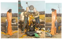 Jonas Burgert, Zyklus-Potsdam (dreiteilig), 2006, Oil on canvas