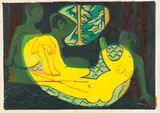 Drei Akte im Walde by Ernst Ludwig Kirchner, 1933/34, Woodcut in colors, sold Jun 2017