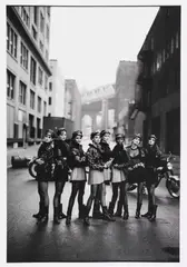 Peter Lindbergh, Cindy Crawford, Tatjana Patitz, Helena Christensen, Linda Evangelista, Claudia Schiffer, Naomi Campbell, Karen Mulder & Stephani Seymour, Brooklyn, New York (American Vogue), 1991, Gelatin silver print