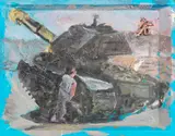 Martin Kippenberger, Ohne Titel (Krieg böse), 1995, Oil