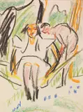 Fränzi in der Hängematte by Ernst Ludwig Kirchner, Um 1910, Colored chalk drawing, sold Jun 2017