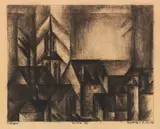 Lyonel Feininger, Teltow IIII, 1914, Charcoal drawing