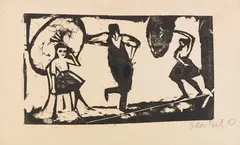 Drahtseilprobe by Erich Heckel, 1910, Woodcut, sold Jun 2017