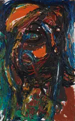 Helmut Sturm, Kopf (braun, rot, orange), 1961, Oil on fibreboard
