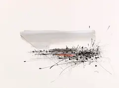 Composition by Georges Mathieu, 1958, Mixed media, sold Jun 2017