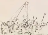 Ernst Wilhelm Nay, Fischer, 1936, Reed pen drawing