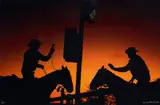 Dieter Blum, Cowboy Telefon, Texas (Adventure America), 1992, Color photograph