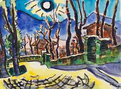 Karl Schmidt-Rottluff, Tessiner Dorf, 1949, Watercolor
