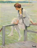 Edward Cucuel, Junge Frau am Starnberger See (Am Steeg), Um 1915/1920, Oil on canvas