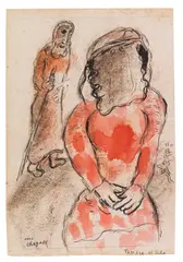 Marc Chagall, Tamara et Juda, 1956, Watercolor