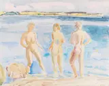 Erich Heckel, Drei Frauen am Meer, 1938, Watercolor
