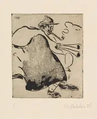 Max Pechstein, Dudelsackbläser, 1908, Etching and aquatint